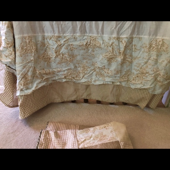 Baby patchwork Toile blanket, crib skirt 3 valance - Picture 4 of 8